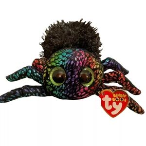 Ty Beanie Boos Leggz Spider Black Multicolor Glitter Eyes Stuffed Toy Plush